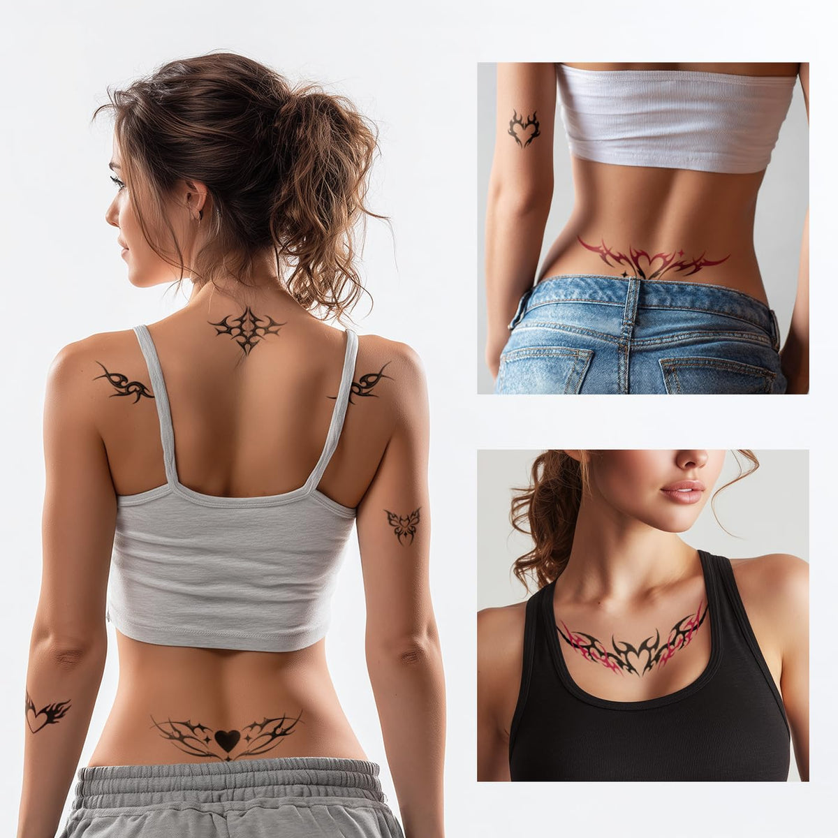 Pixel Hearts close-up showing ink texture and detail for realistic tattoo appearance