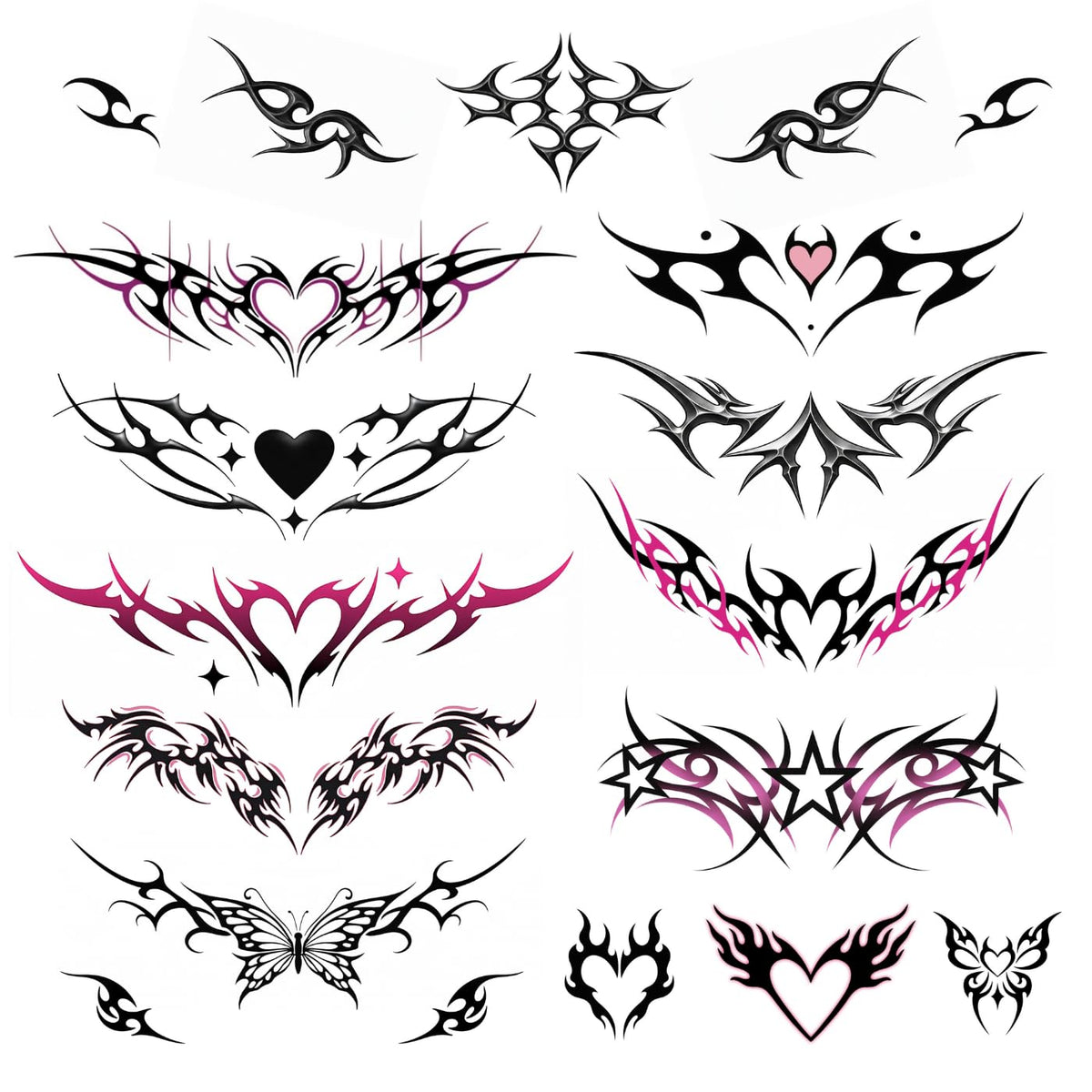Pixel Hearts front sheet display showing multiple Y2K designs and easy selection benefit