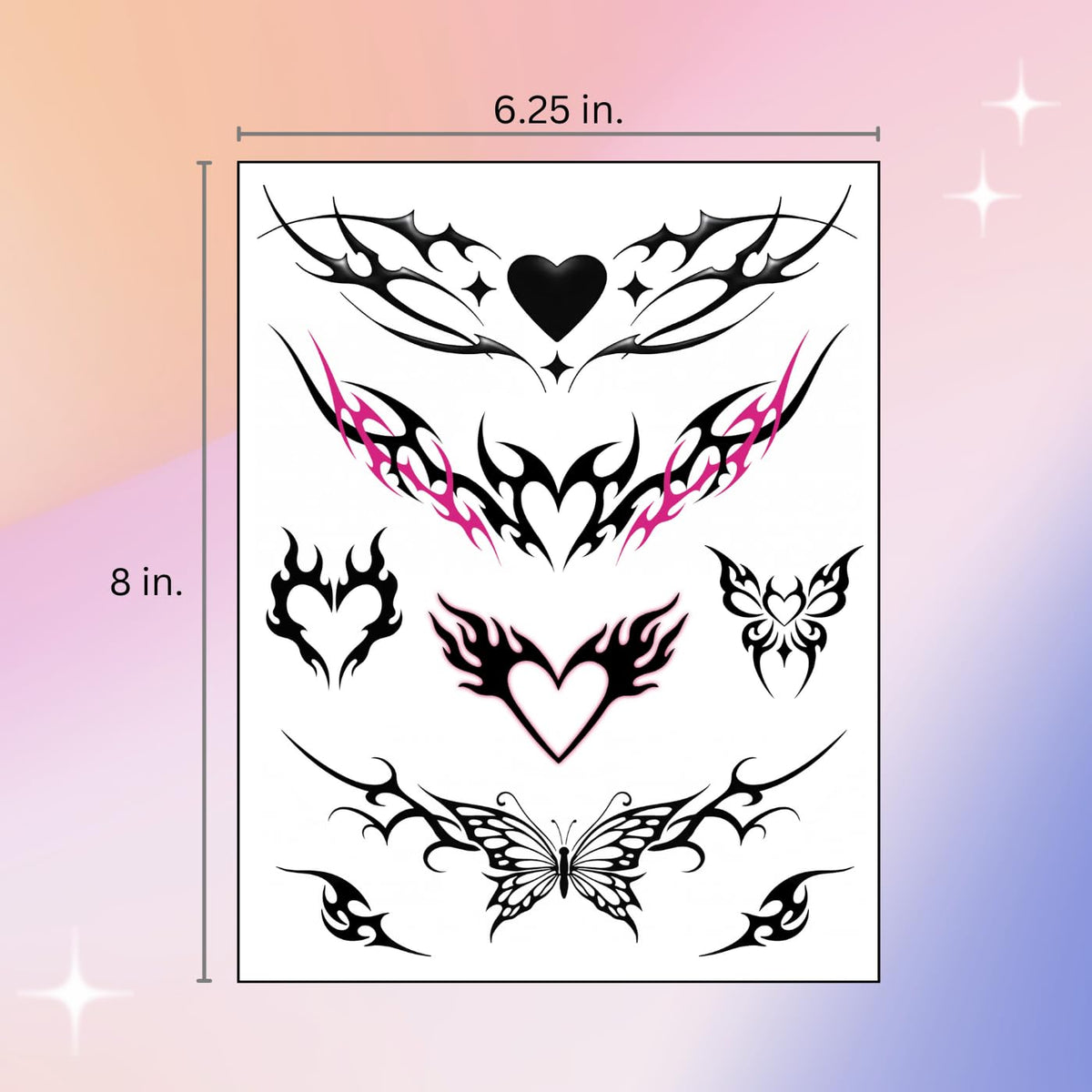Pixel Hearts metallic accent detail highlighting shimmer that mimics real ink