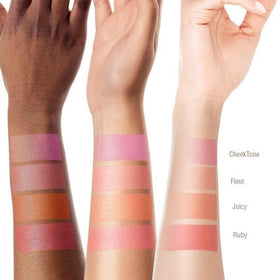 Pixi blush stick flatlay with aloe leaf to show hydrating ingredients