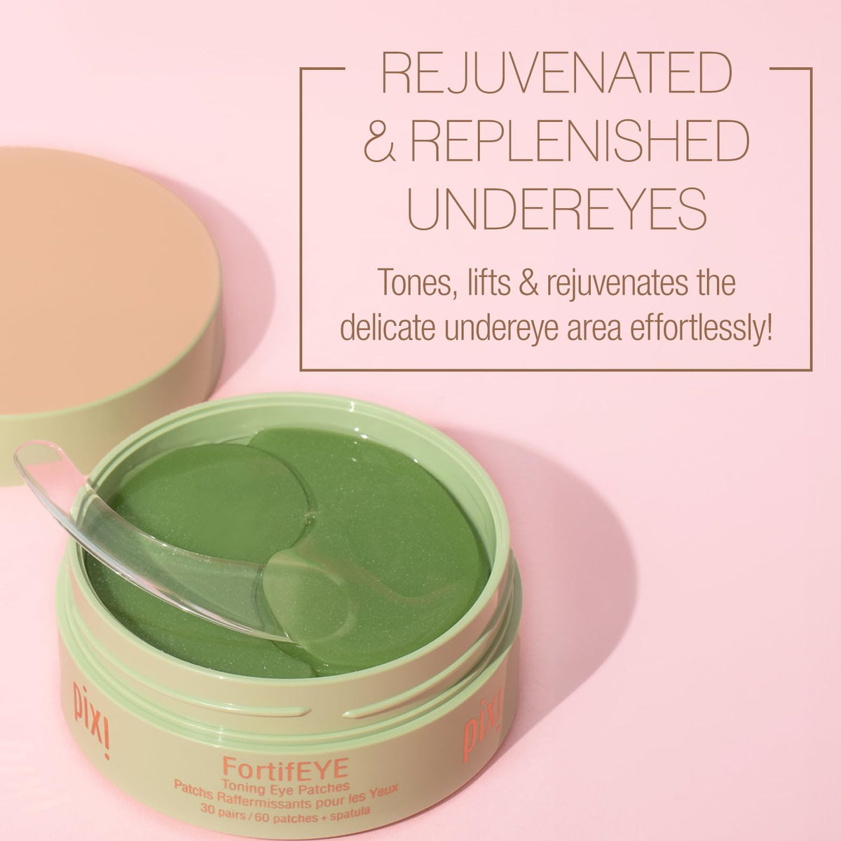 Close-up of Pixi FortifEYE hydrogel patch texture showing smooth application