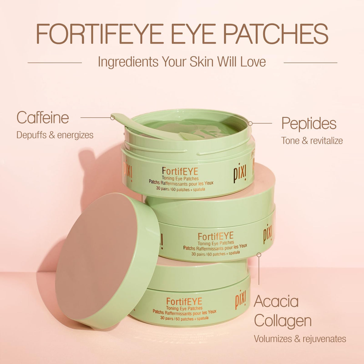 Serum drop from Pixi FortifEYE highlighting hydrating collagen boost