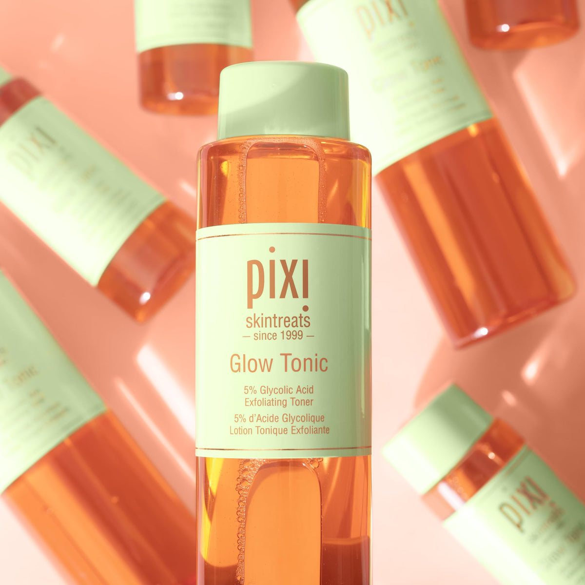 Before and after skin texture comparison with Pixi Glow Tonic showing smoother appearance