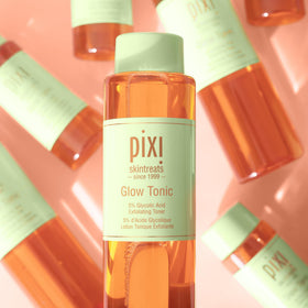 Before and after skin texture comparison with Pixi Glow Tonic showing smoother appearance