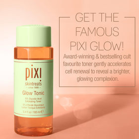 Pixi Glow Tonic texture on fingertip highlighting lightweight, fast-absorbing benefit