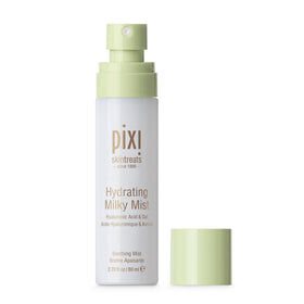 Pixi Milky Mist styled on bathroom shelf in lifestyle scene suggesting everyday routine convenience