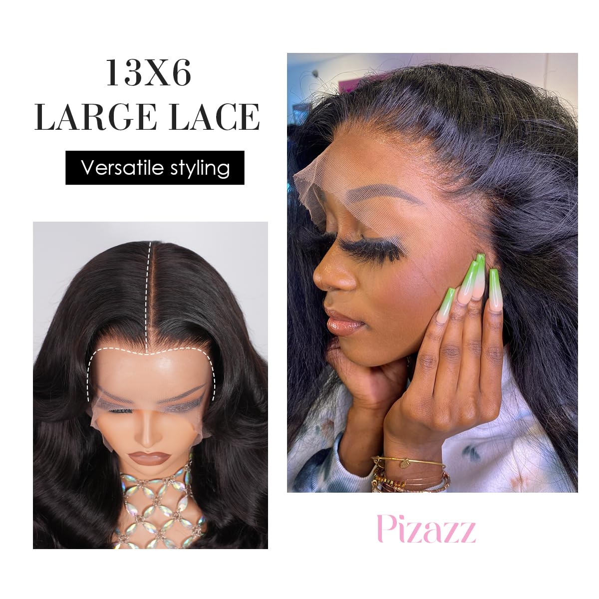 Pizazz detail of Brazilian body wave texture showing soft, defined waves