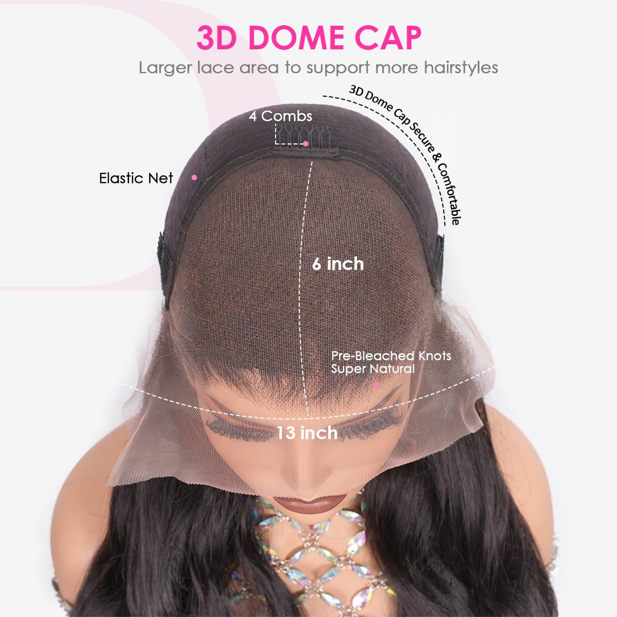 Pizazz wig after professional dye and styling showing color customization