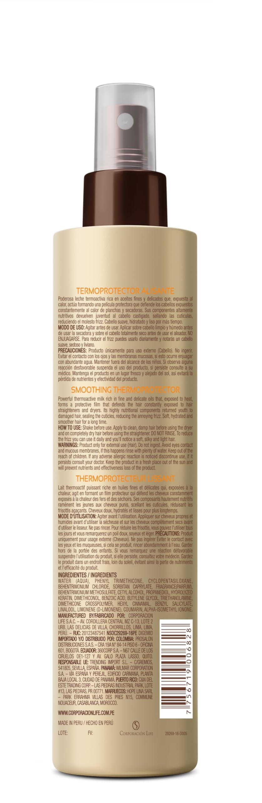 PLACENTA LIFE product being sprayed on damp hair to protect and smooth