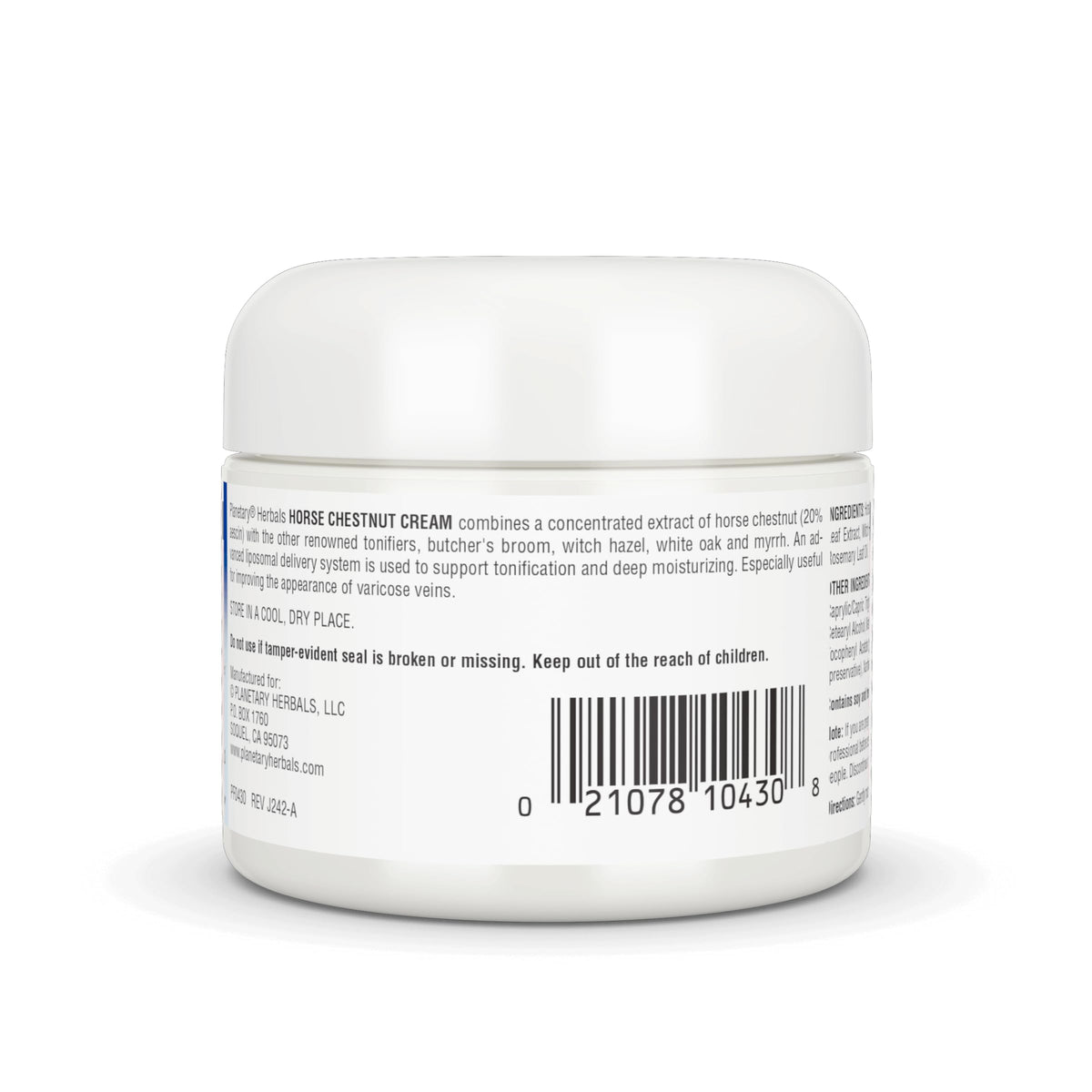 Planetary Herbals botanical ingredients flatlay including horse chestnut, highlights natural formulation