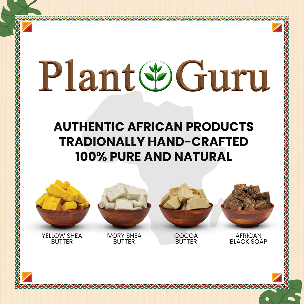 Plant Guru label with imported from Ghana tag showing authentic origin and trust benefit