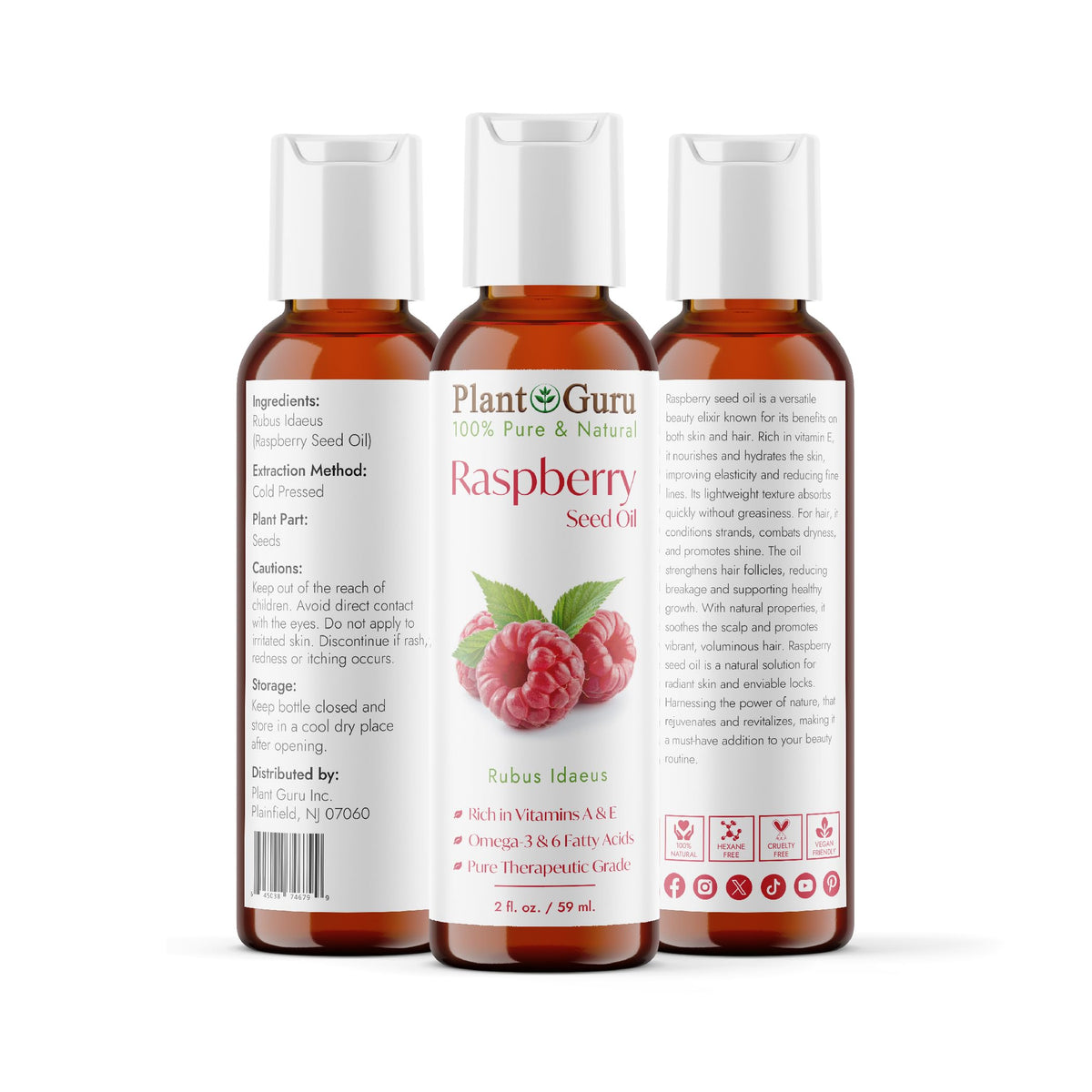Plant Guru oil pouring from dropper highlighting smooth cold-pressed texture benefit