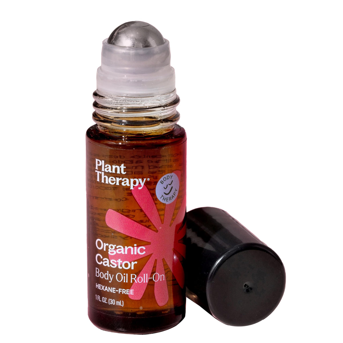 Plant Therapy roll-on front packaging showing compact 30 mL bottle and label benefit