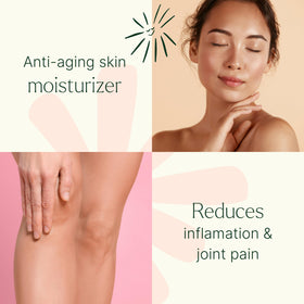 Plant Therapy roll-on applied to elbow showing targeted hydration and convenience