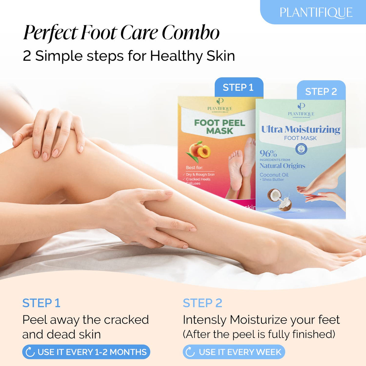 PLANTIFIQUE after treatment soft heels close-up illustrating visibly smoother, moisturized skin