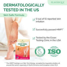 PLANTIFIQUE foot wearing peel bootie during application offering easy at-home use