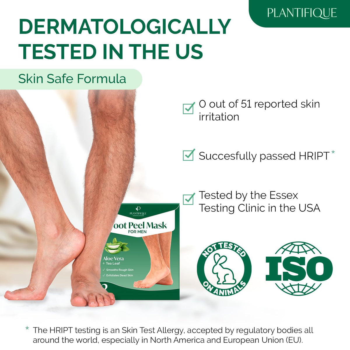 PLANTIFIQUE feet wearing peel masks during at-home treatment comfort
