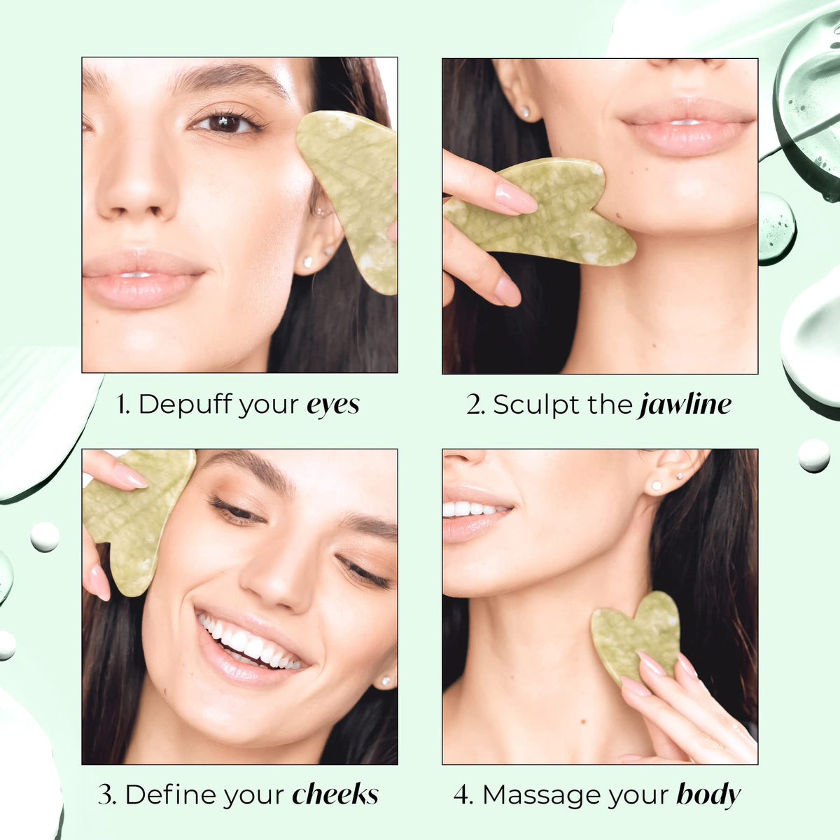 PLANTIFIQUE gua sha in hand showing size and comfortable grip for consistent strokes