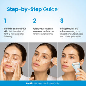 PLANTIFIQUE ice roller placed on vanity with skincare for refreshing morning routine benefit