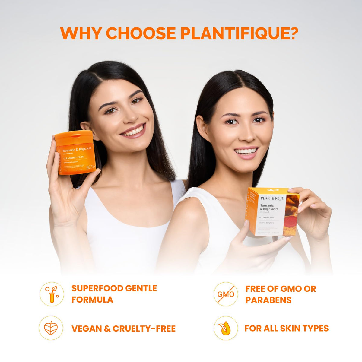 PLANTIFIQUE ingredients flatlay with turmeric and vitamins highlighting formulation benefits