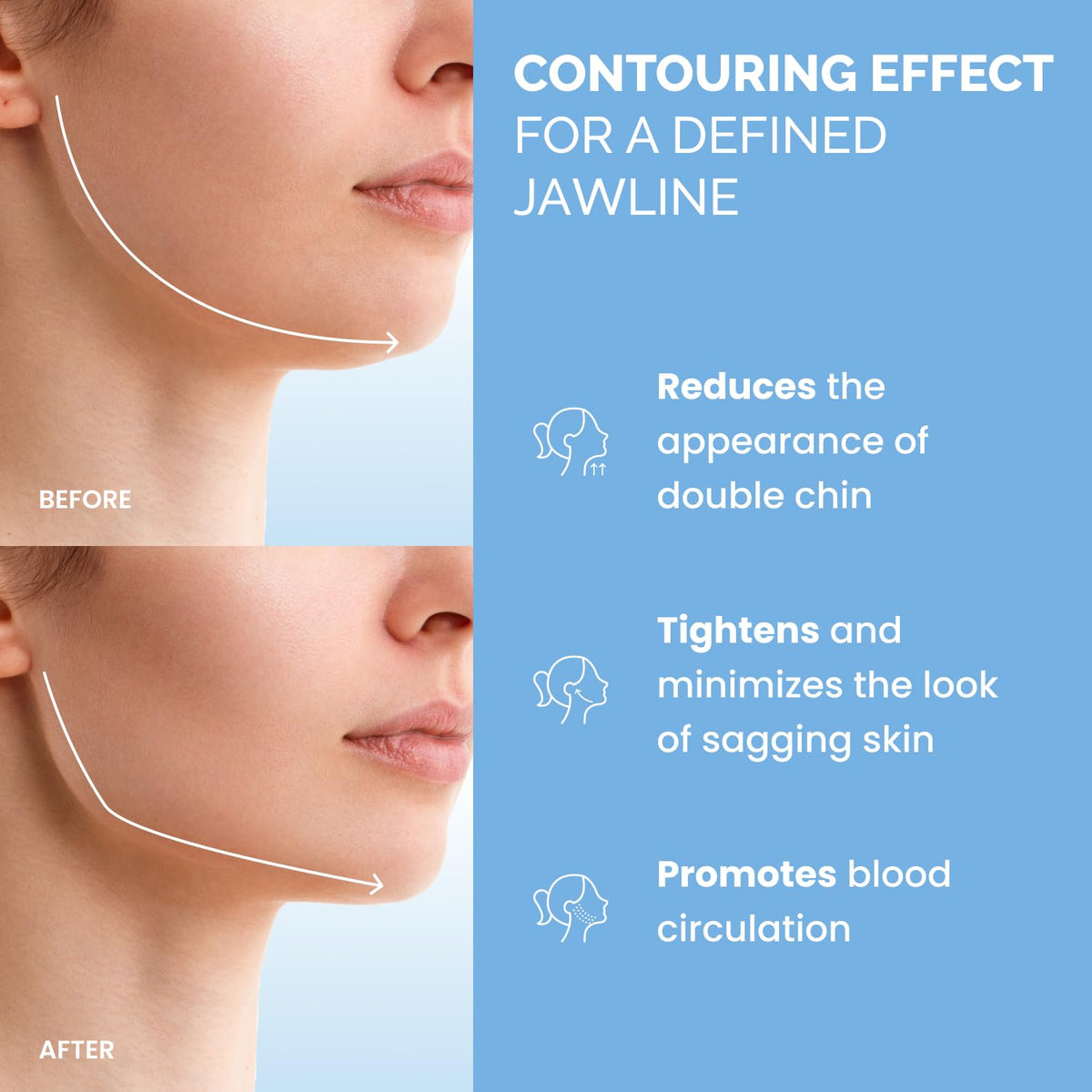 PLANTIFIQUE model wearing chin strap showing jawline support in use