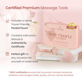 PLANTIFIQUE compact travel packaging with roller and gua sha for on-the-go skincare routines