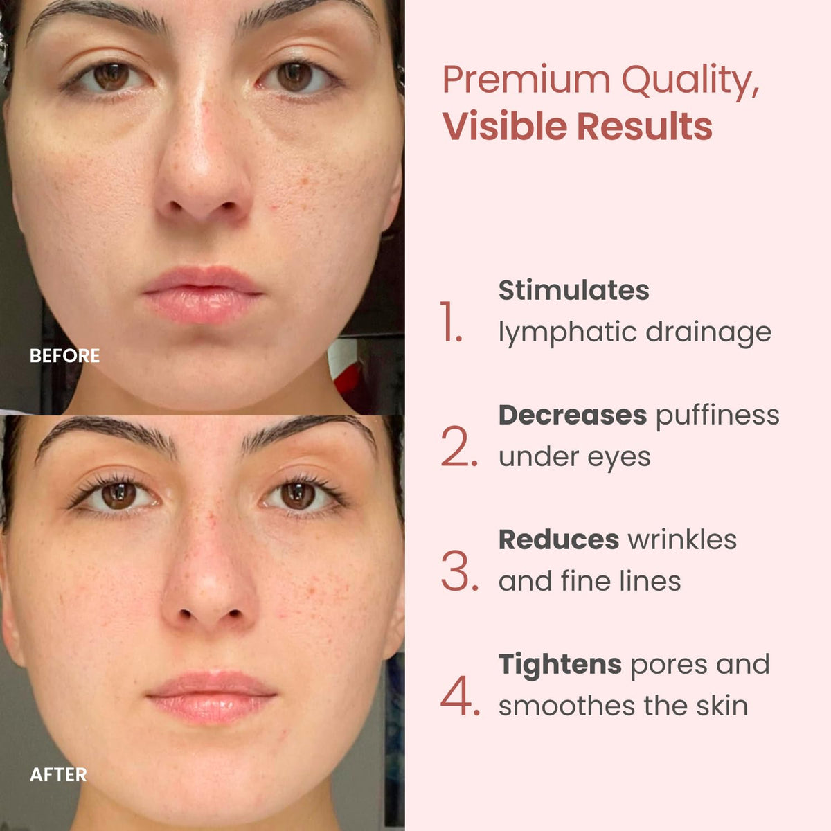 PLANTIFIQUE rose quartz gua sha close-up revealing polished edge for effective facial sculpting
