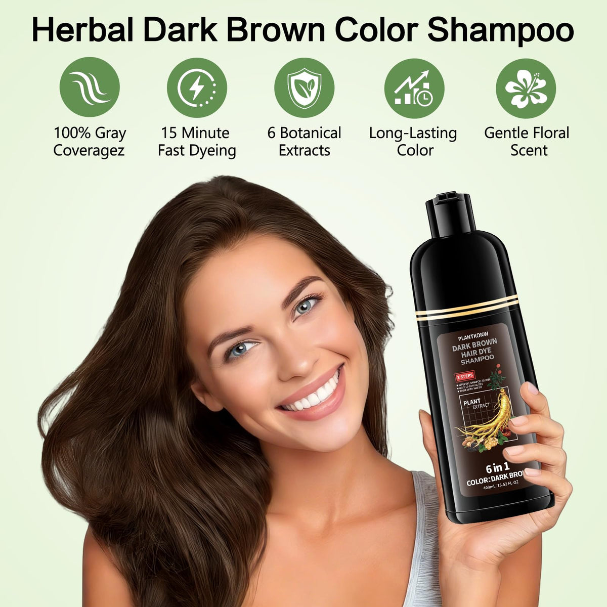 Plantkonw gloved hands applying shampoo for easy one-step use