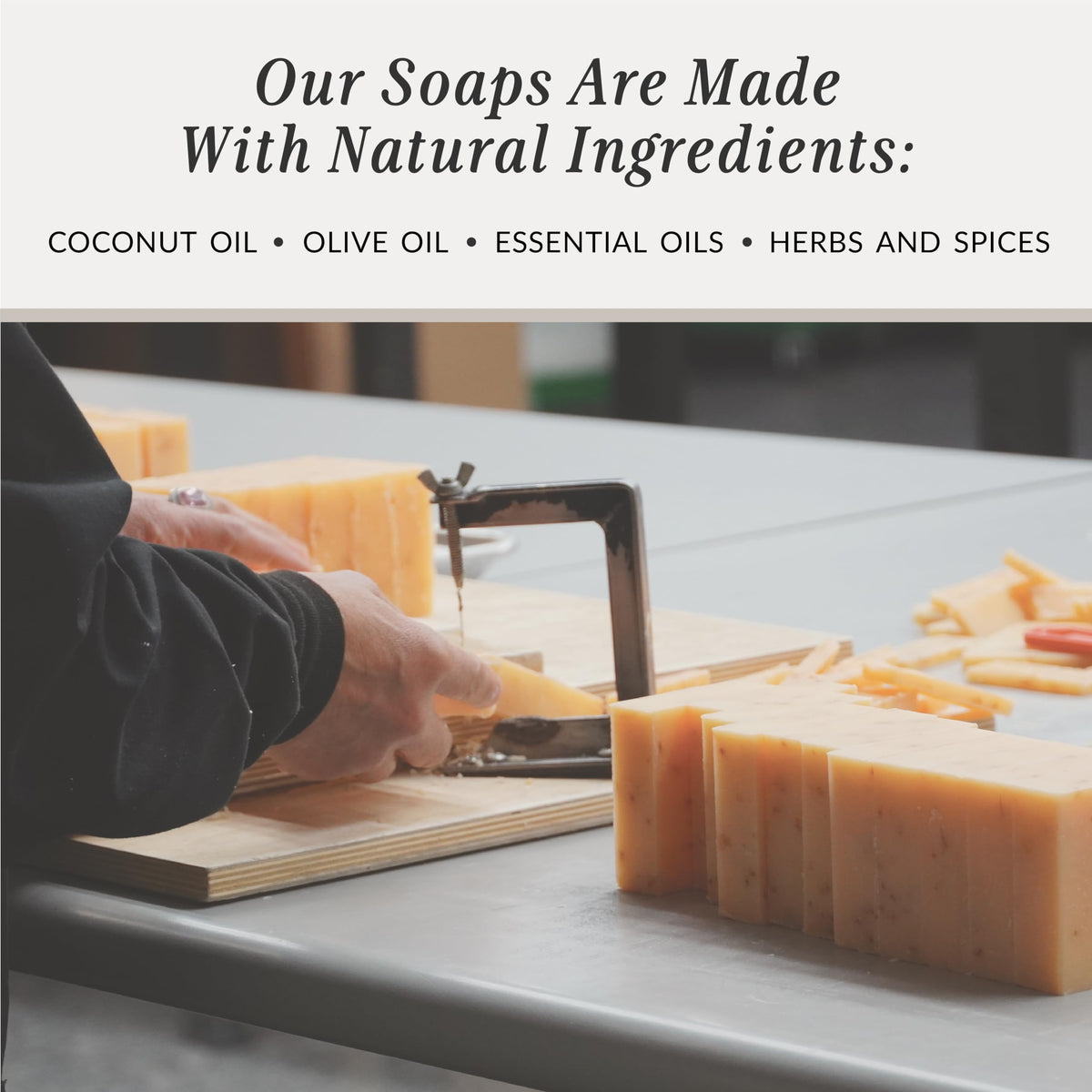 Plantlife patchouli bar resting on draining soap dish promoting longer-lasting benefit