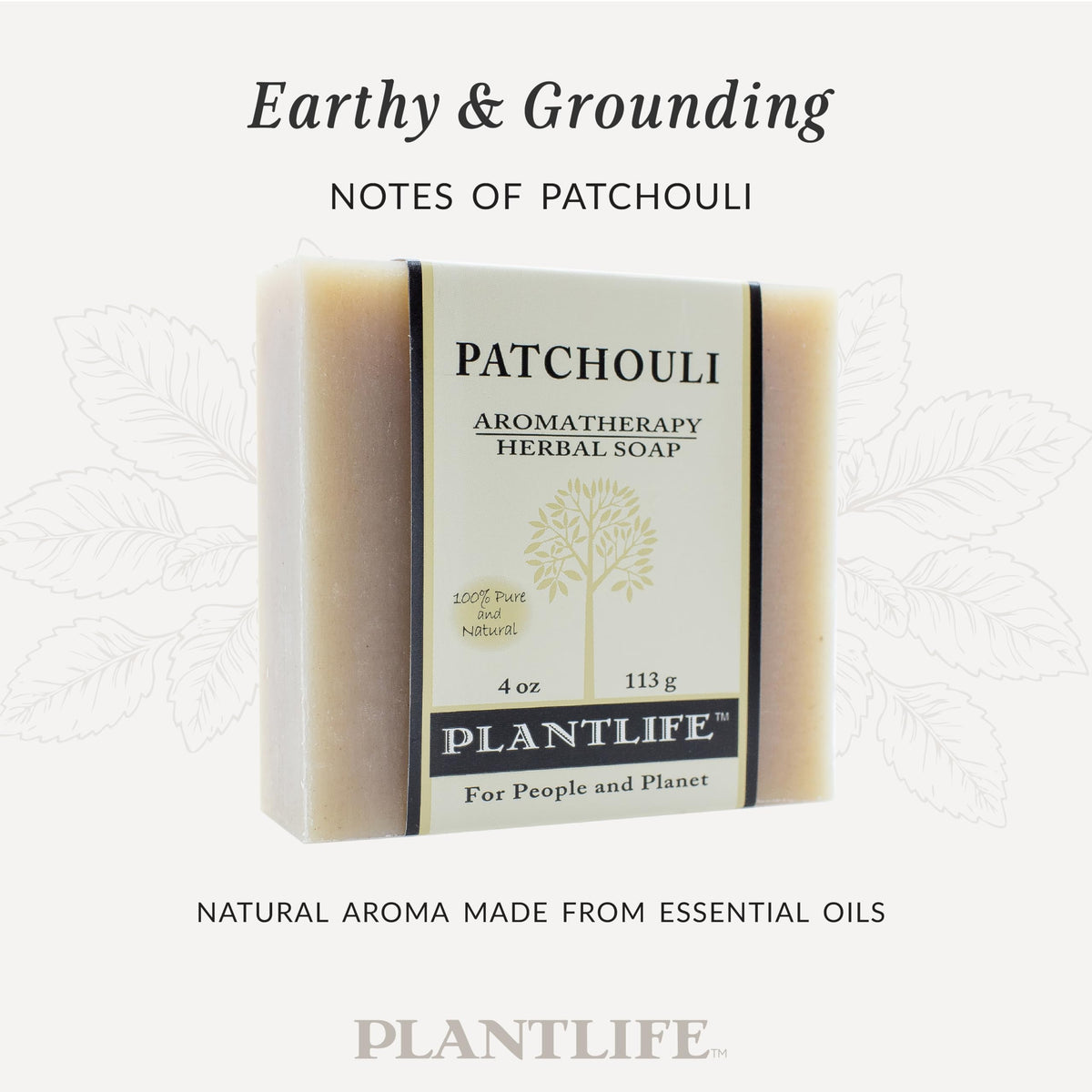 Plantlife patchouli soap lather on hand demonstrating gentle cleansing benefit