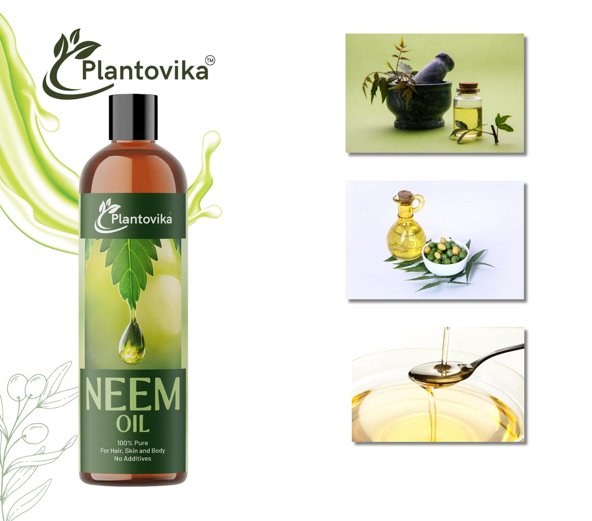 Spray bottle treating potted plant with Plantovika neem oil mixture, shows plant-safe care