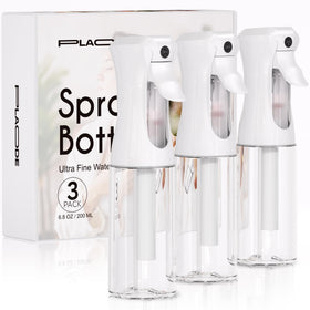 Plaode front view of three white bottles showing packaging and convenience
