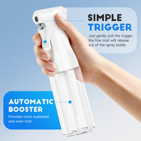 Plaode bottle in hand demonstrating the ergonomic grooved trigger that reduces fatigue