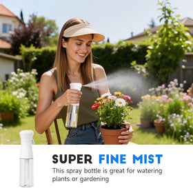 Plaode misting a houseplant showing gentle coverage that protects leaves and promotes care