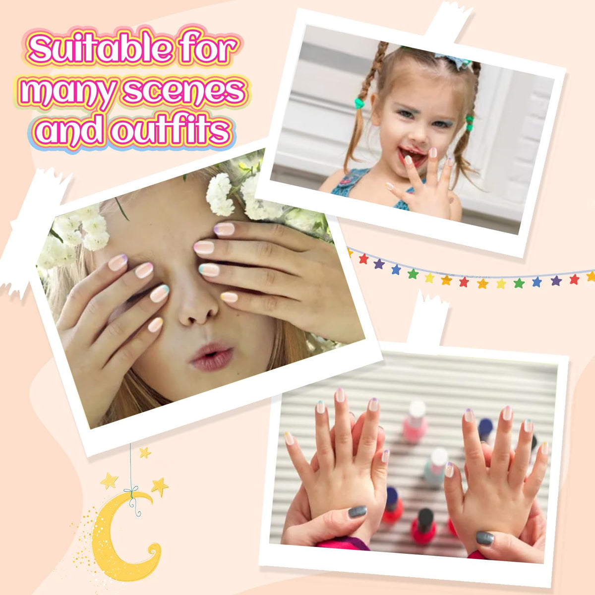 Plauva nails in use on a child’s hands showing neat manicure for special occasions