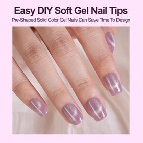 Plauva soft gel nail edge profile demonstrating thin rear edge for secure fit