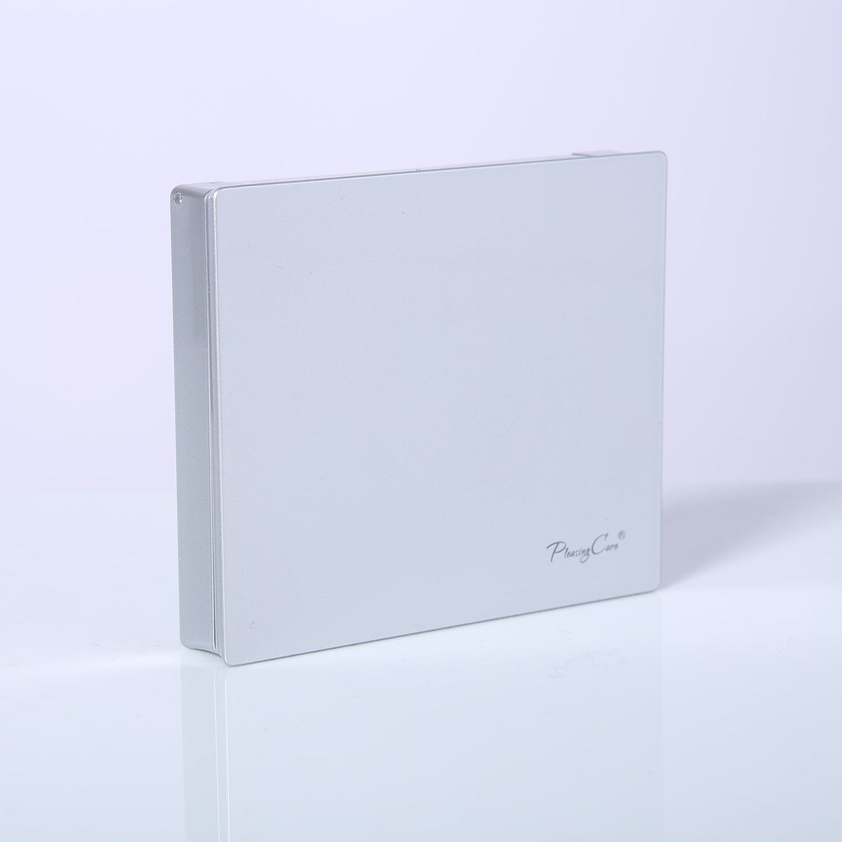 PleasingCare handheld mirror in use showing quick touch-up and confidence benefit
