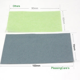 PleasingCare blotting sheet used at desk in office setting illustrating midday shine control benefit