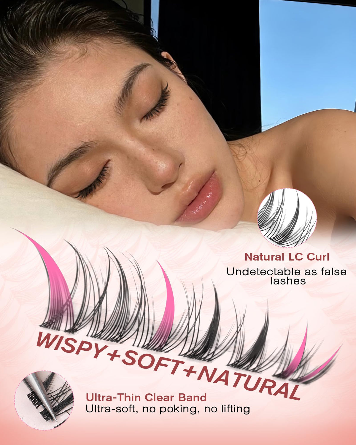 Pleell cluster lash being applied for quick beginner-friendly use