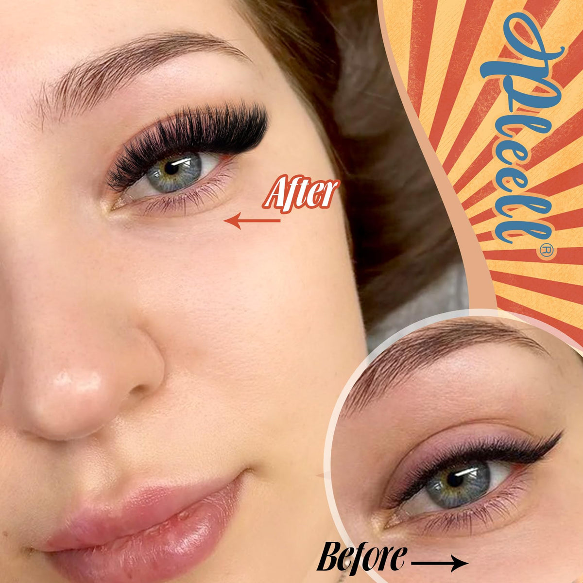 Pleell lashes applied with tweezers and glue demonstrating easy DIY use