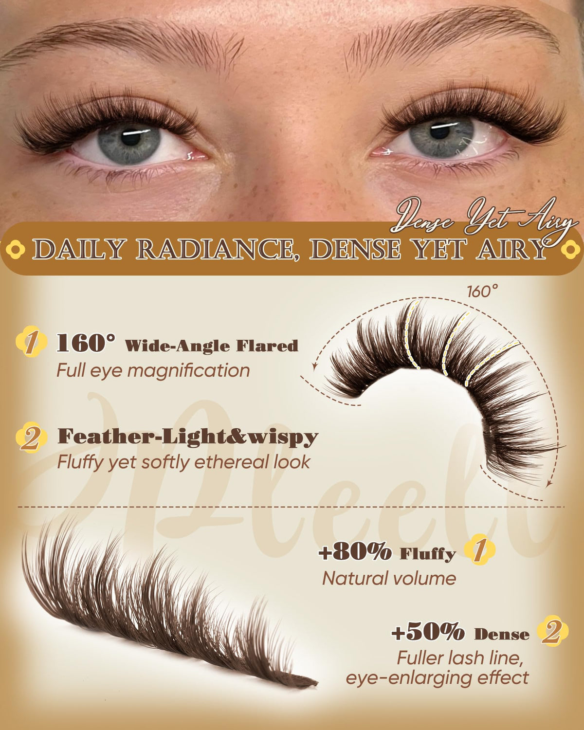 Pleell clusters styled in soft-glam makeup showing compatibility with warm tones