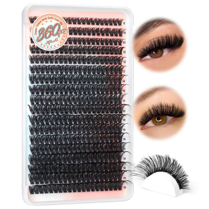 Pleell front packaging showing 360 cluster lash tray for full-volume looks