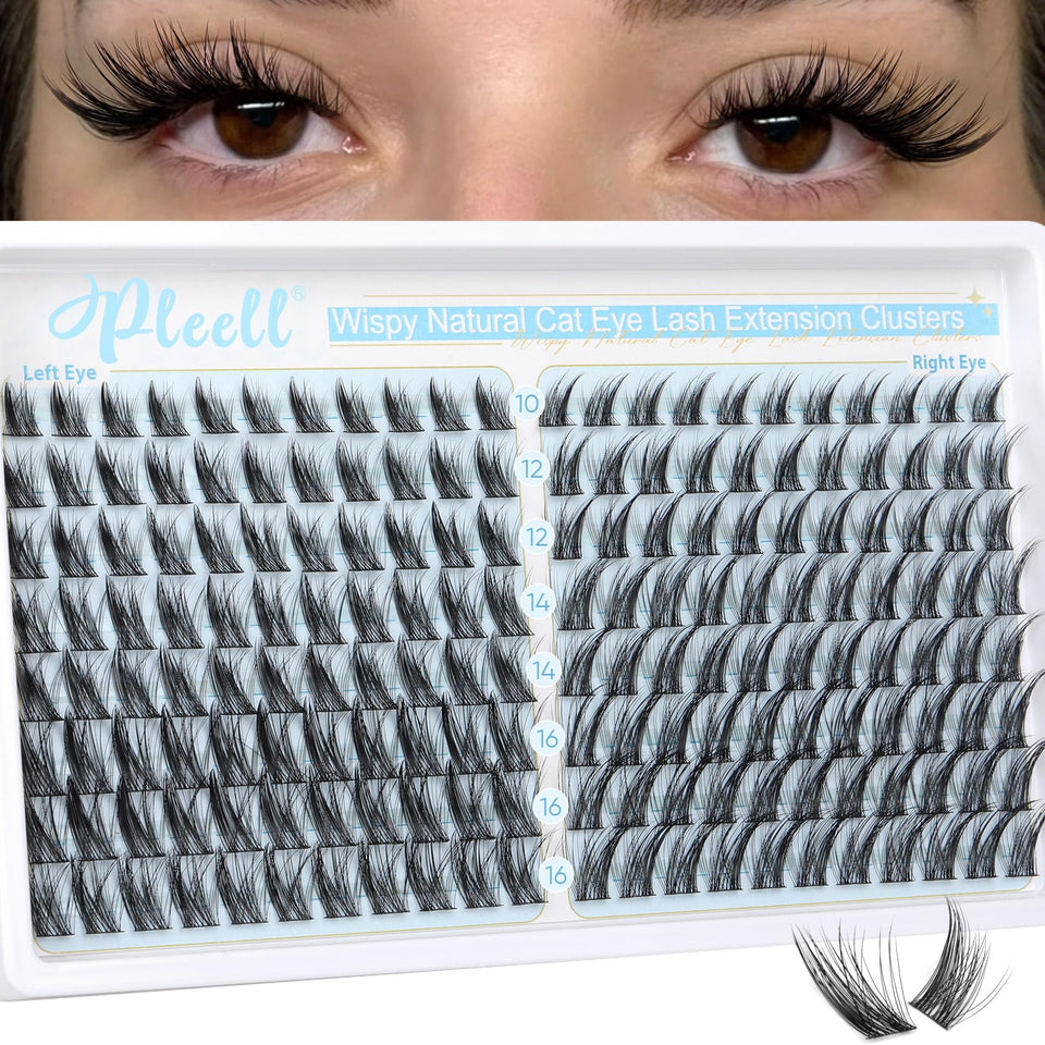 Pleell front packaging showing 176pcs cat-eye clusters providing styling options