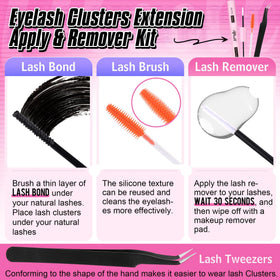 Pleell before-and-after eye image with clusters applied showing visible lift and fuller lash effect