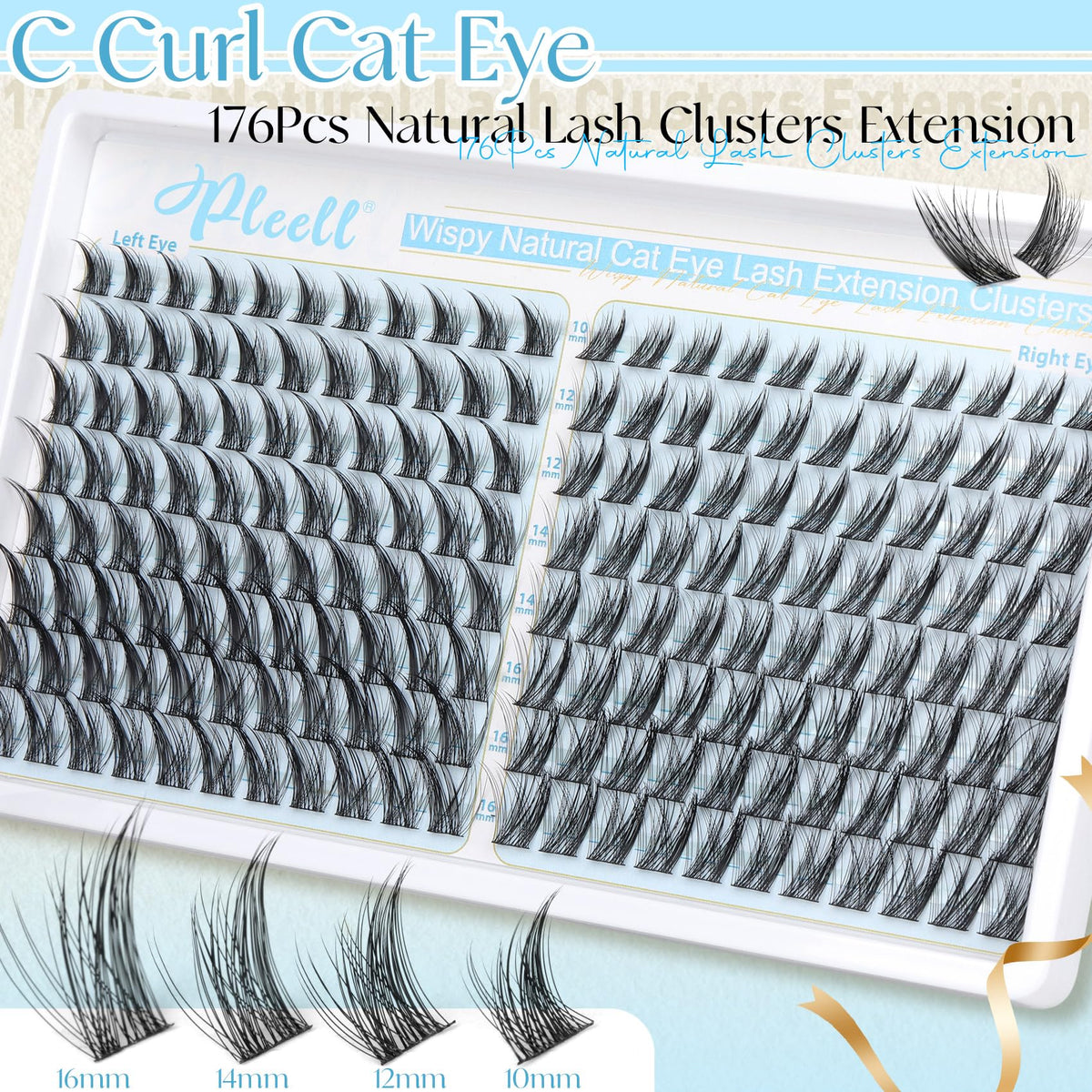 Pleell length comparison 10-16mm demonstrating graduated cat-eye shaping benefit