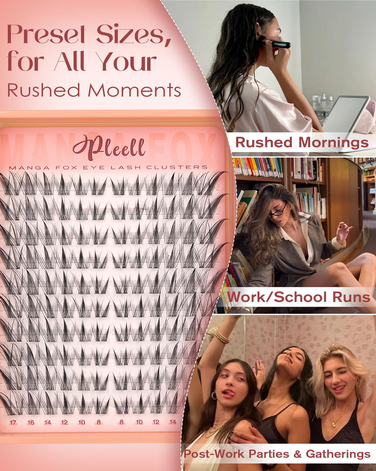 Pleell lashes with glue and tweezer tools for secure all-day hold