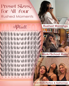 Pleell lashes with glue and tweezer tools for secure all-day hold