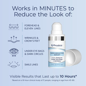 Plexaderm being applied under-eye demonstrating instant visible reduction of puffiness