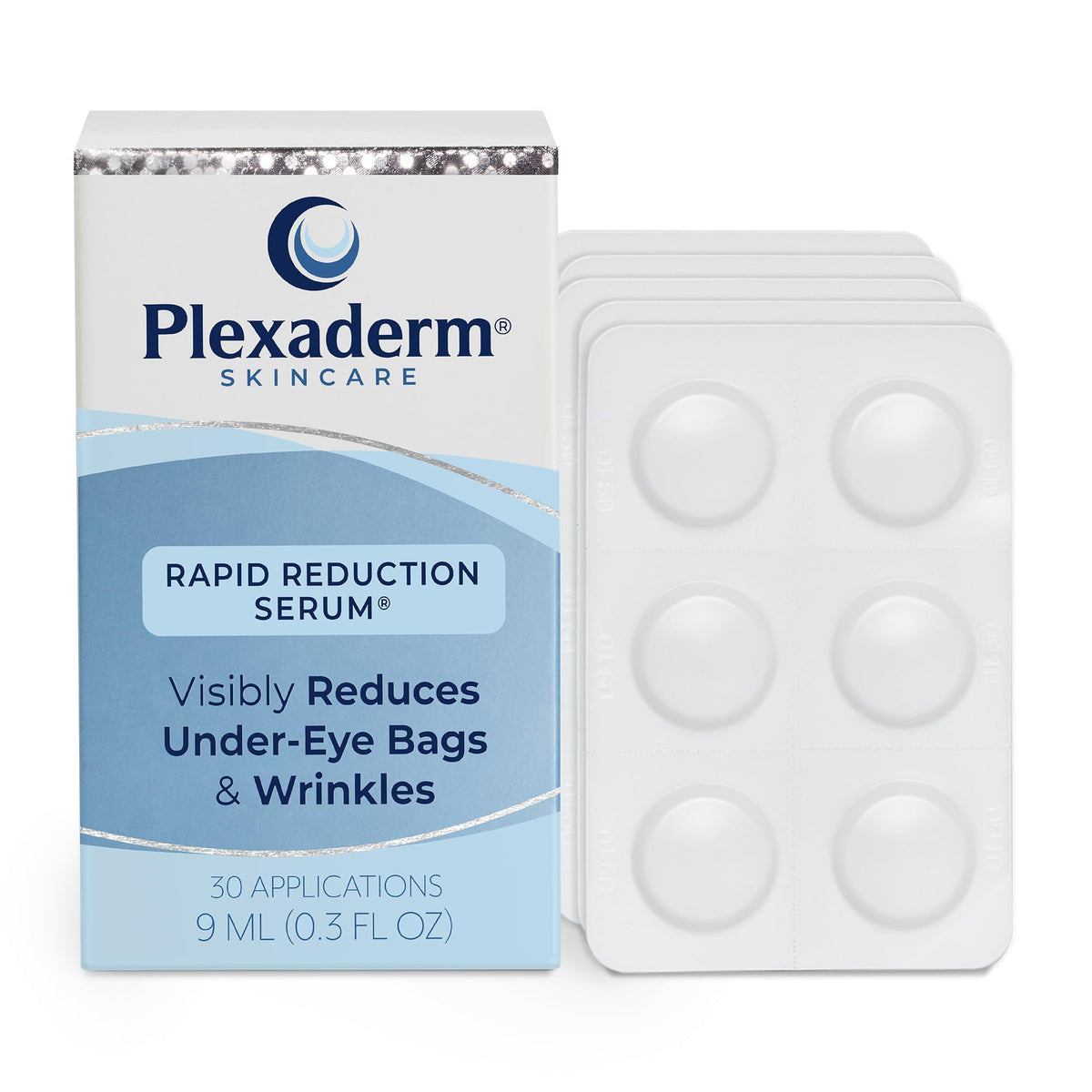 Plexaderm front packaging showing 30 single-use pods and product benefit