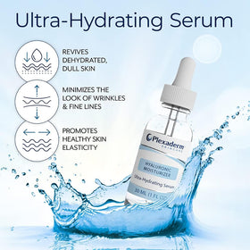 Plexaderm hyaluronic moisturizer gel texture close-up, shows quick absorption benefit